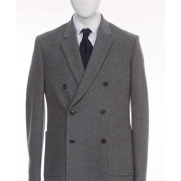 Loewe Mens Gray Wool Tweed Double Breasted Blazer Jacket 50 L Made in Italy - Picture 1 of 6